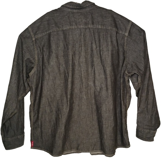 Wrangler Pearl Snap Shirt Mens 3XL Slim Untucked Fit Black Denim Stretch Western - Picture 3 of 9